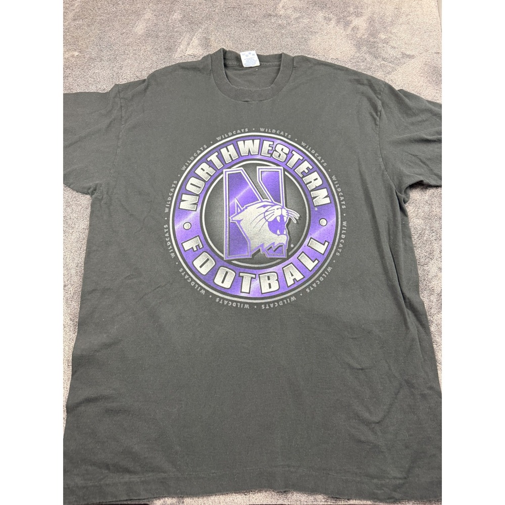 Vintage Salem Sportswear Northwestern Wildcats Football T-Shirt XL Black 90s USA